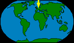 Weltkarte mit Pfeil, der zeigt, wo Hendrik Wölper wohnt